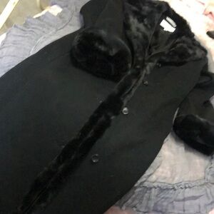 Albert Nikon long wool coat fully lined w faux fur